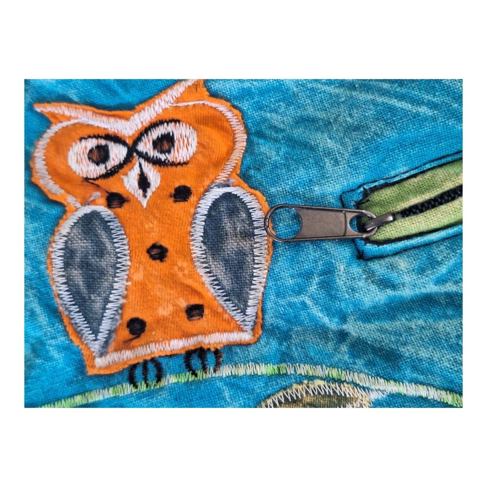 Cotton Hobo Bag Hippie Boho Colorful NWT Owl Embroidery Beach Festival Slouchy